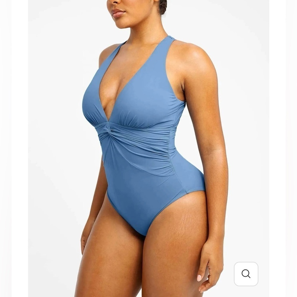 SHAPELLX Smart Sculpt Ruched Twist-Front Shaping Swimsuit - NWT - Picture 4 of 9